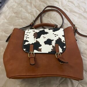 Cow Print and Tan Women's Backpack bag